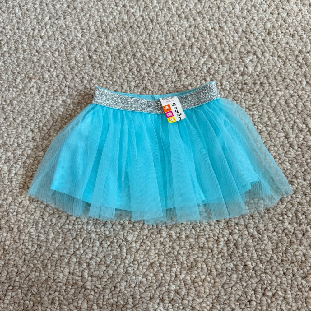 Garanimals Baby Girl Turquoise Tulle Tutu Skirt Silver Glitter Size 0-3 Months